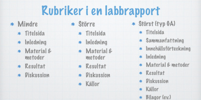 Att skriva labbrapporter i biologi/kemi/na­turkunskap