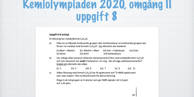 Kemiolympiaden 2020, omgång II, uppgift 8