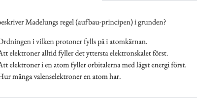5 uppgifter på elektronorbitaler