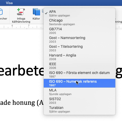 Hur man byter stil på referenserna.