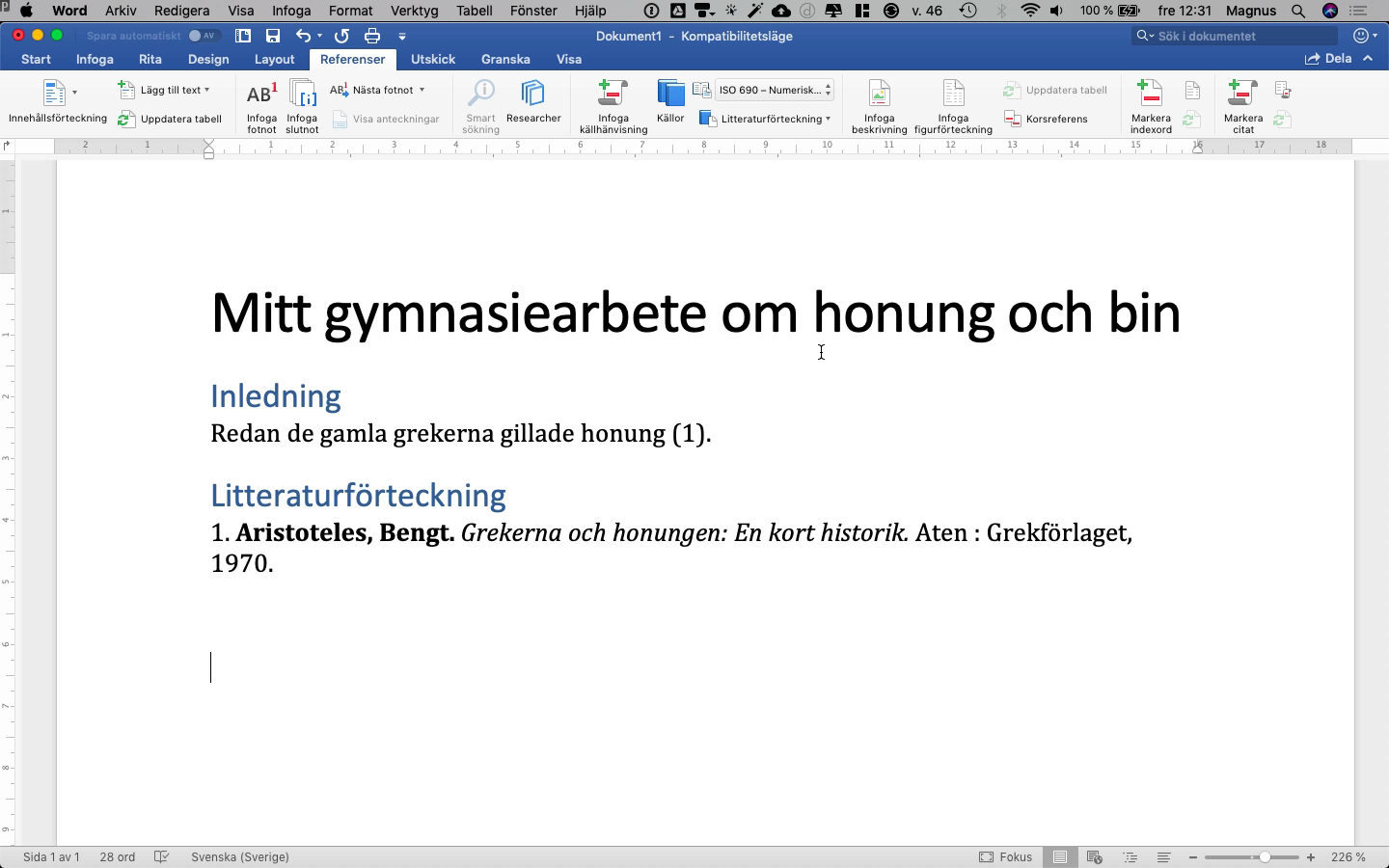 Referenserna uppdateras automatiskt.