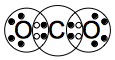 Koldioxidmolekylens elektronformel.