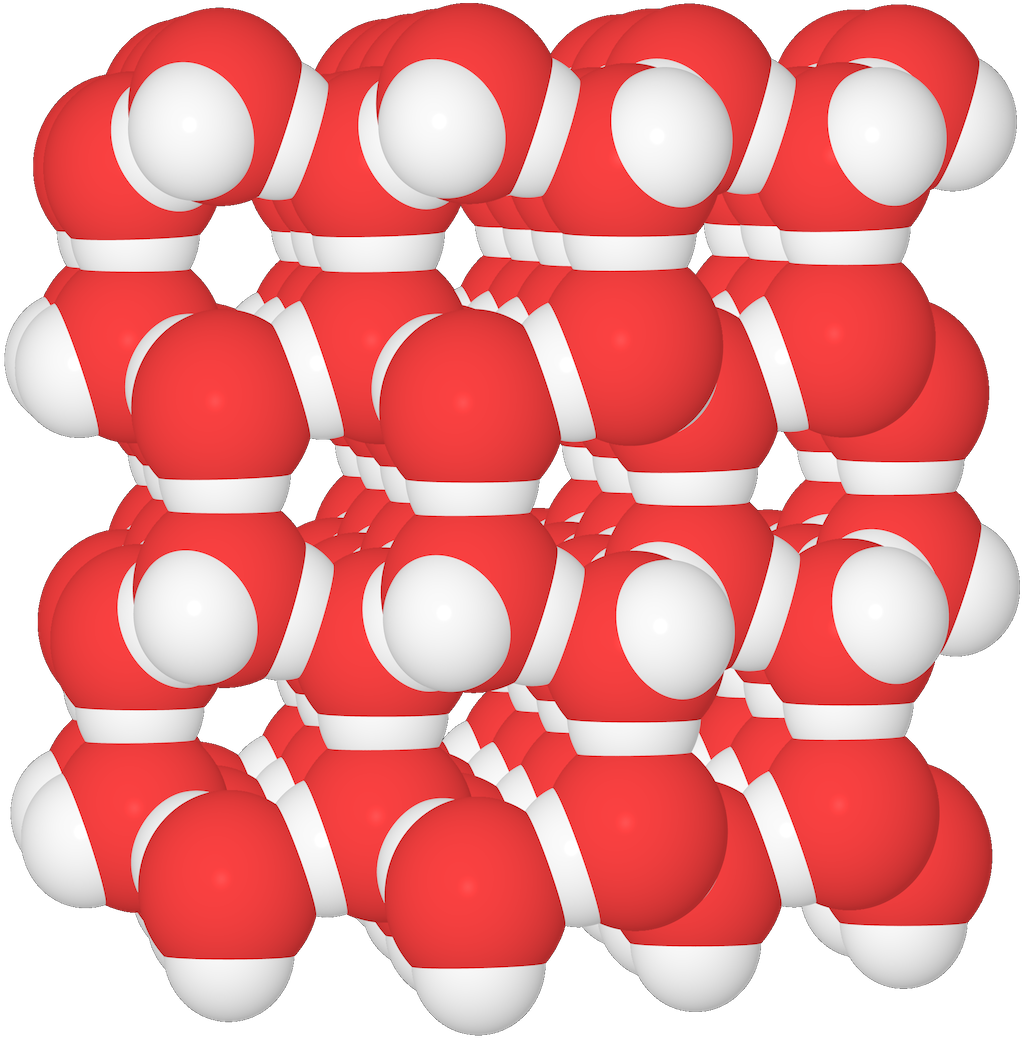 Vattenmolekyler i is.