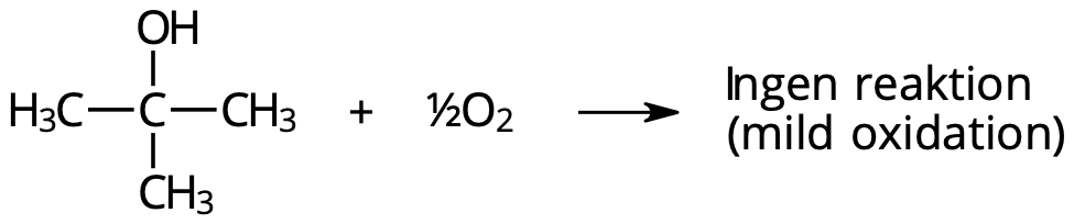 Mild oxidation av 2-metyl-2-propanol är inte möjlig.
