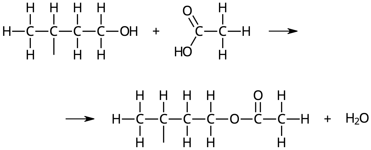 butanol + etansyra → butyletanoat + vatten.