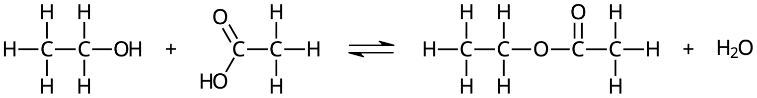 Etanol + ättiksyra → etylacetat + vatten
