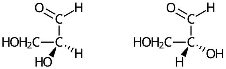 L- och D-glyceraldehyd.