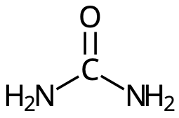Strukturformeln för urea (karbamid).