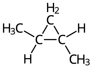 Trans-1,2-dimetylcyklopropan.