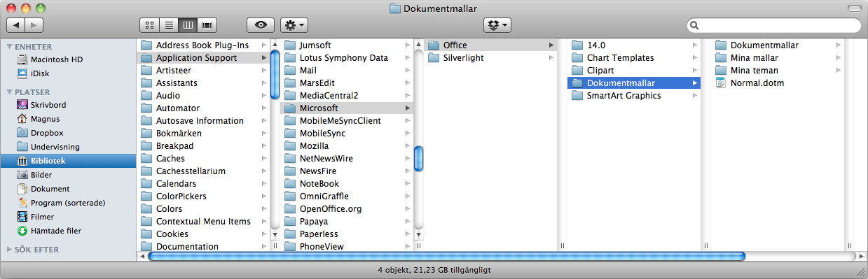 Kopiera Normal.dotm i Mac OSX.